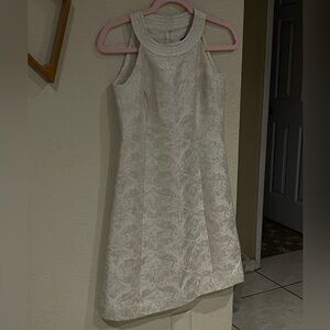 Ann Taylor White Embroidered Halter Mini Dress